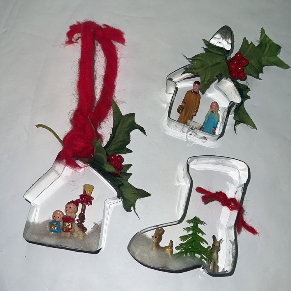 Vintage Antique Handmade ornaments cookie cutters nativity